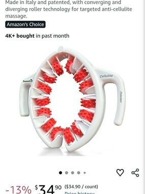 Cellulite Massage Roller - White with Pink Rollers. New